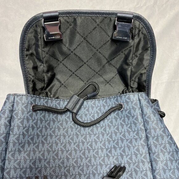Michael Kors Cooper Admiral Blue Logo Large Backpack Flip Top Adjustable Straps - Picture 7 of 16